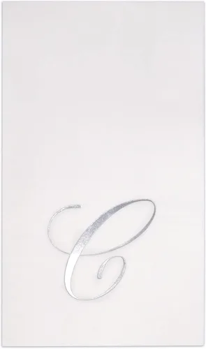 Miniatura 14 de Gift Boutique - 100 servilletas de invitados con monograma plateado en blanco, paquete de papel desechable con la letra B, elegante servilleta