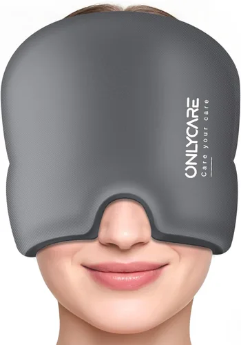 Miniatura 10 de ONLYCARE Gorro de alivio para migraña, máscara calmante para migraña, envoltura de gel de hielo para cabeza sin olor mejorada, terapia de frío
