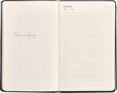 Miniatura 4 de Cuaderno clásico de cuero, tapa blanda, rayas estrechas, tabla de contenido y páginas numeradas Negro tuxedo