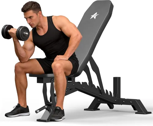 Miniatura 8 de Banco de Pesas, Banco de Entrenamiento Ajustable para Gimnasio en Casa Entrenamiento de Cuerpo Completo, Capacidad de Peso de 1300 LBS Press de Rojo