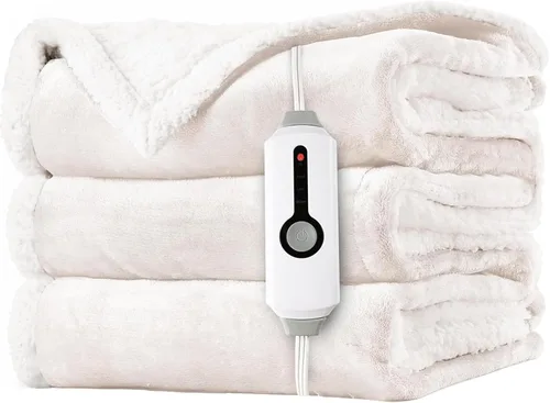 Miniatura 38 de LaffyLo Manta térmica eléctrica tamaño matrimonial de 72 x 84 pulgadas, manta de calentamiento rápido, sherpa de franela de doble cara, 10 ajustes