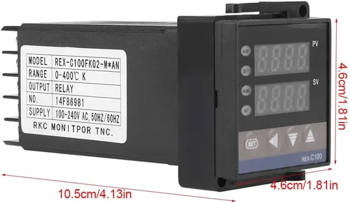 Miniatura 3 de Controlador de temperatura PID digital REX-C100 Regulador de temperatura del termostato 100-240 V Salida de relé 1500VAC, 14 bits