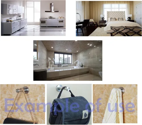 Miniatura 6 de Ganchos cortos de acero inoxidable cepillado para toallas de baño, gancho de montaje en pared súper resistente, apto para dormitorio, sala de estar