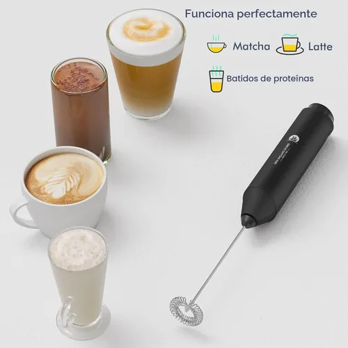 Miniatura 4 de Espumador de leche de mano potente, mini batidor mezclador de bebidas para café, capuchino, café con leche, matcha, chocolate caliente, con soporte