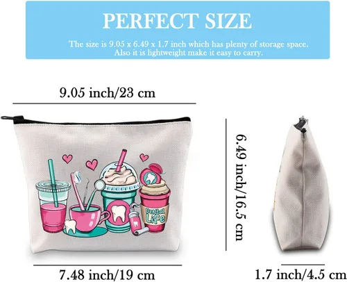 Miniatura 2 de GJTIM Bolsa de cosméticos para enfermeras e higienistas - Regalo de asistente dental con bolsa con cremallera