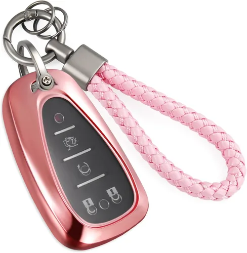 Miniatura 41 de Funda para llavero GMC con llavero de cuerda trenzada de metal antipérdida, exquisita funda suave para Tahoe Acadia Terrain Yukon Yukon XL Silverado