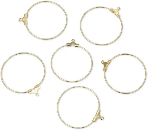 10 piezas Adabele resistentes al deslustre de 1.181 in círculo redondo con cuentas de aro chapado en oro amarillo de 18 quilates para aretes de