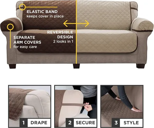 Miniatura 4 de Zenna Home Funda reversible para muebles, funda para sofá, marrón