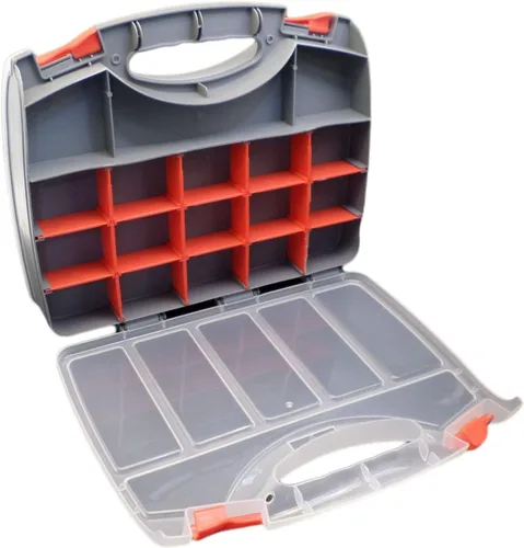 Miniatura 3 de Estuche organizador de almacenamiento de doble cara de lujo con 36 compartimentos, se utiliza como caja de aparejos, caja de herramientas