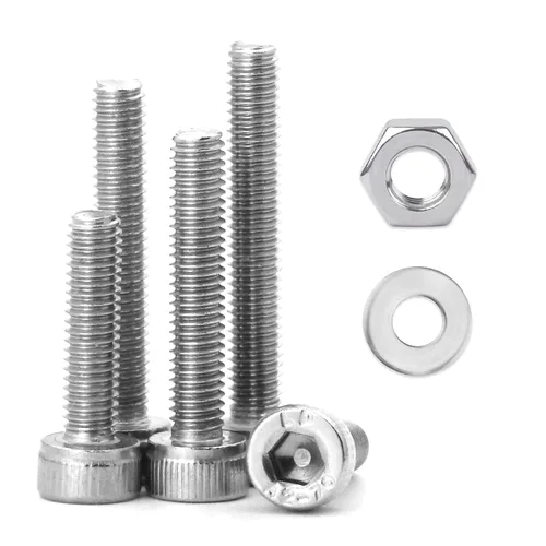 Miniatura 9 de Juego de 1310 tornillos de cabeza hexagonal M3 x 4/5/6/8/10/12/14/16/18/20/25/1.181 in, tornillos y tuercas planas, arandelas planas, acero