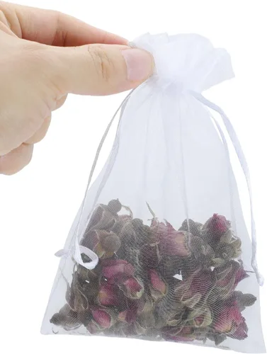 Miniatura 4 de Kslong 100 bolsas pequeñas de malla con cordón de 3 x 4, bolsas de organza transparente con cordón para joyas, bolsas de malla para fiestas de boda