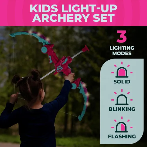 Miniatura 4 de Toysery Juego de tiro con arco para niños con luces flash LED, arco de juguete y flechas para niños de 6 a 8 años, incluye arco de tiro con arco, 6