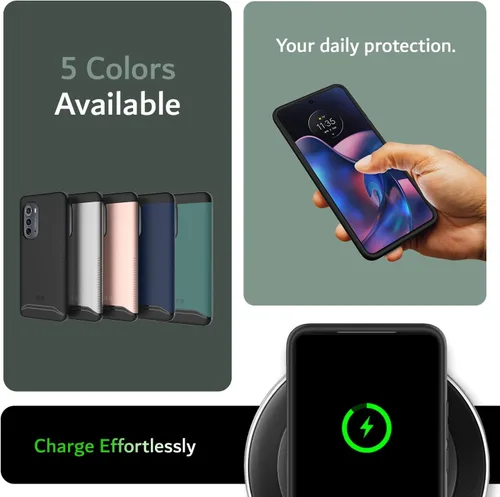 Miniatura 7 de TUDIA DualShield Merge - Funda protectora para Motorola Edge 2022, a prueba de golpes, grado militar, delgada, antideslizante, de doble capa, Verde