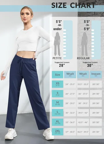 Miniatura 6 de BALEAF Pantalones deportivos de pierna recta para mujer, pantalones deportivos de pierna ancha, bolsillos elásticos y suaves para entrenamiento