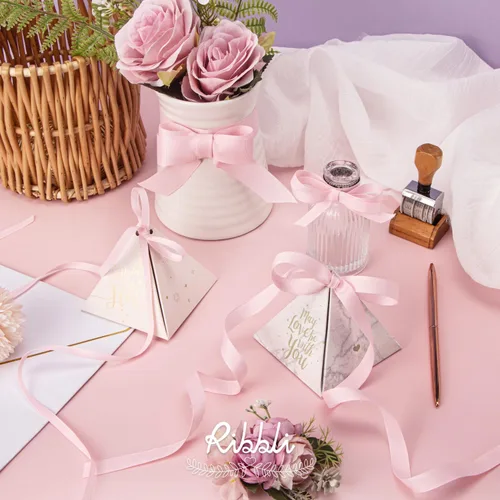 Miniatura 3 de Ribbli Cinta de grogrén rosa perla, 1/4 pulgadas x 50 yardas, uso para lazos de bricolaje, accesorios para el cabello, envoltura de regalos