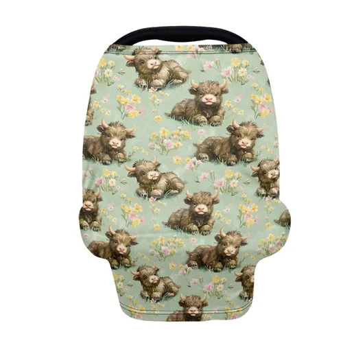 Miniatura 23 de Binienty Funda de lactancia con estampado de vaca azteca para recién nacidos, niñas y niños, fundas elásticas y transpirables para asientos