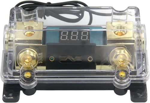 Miniatura 6 de ZOOKOTO Soporte de fusible de 250 A, pantalla LED de audio estéreo para automóvil, voltaje digital, portafusibles ANL, calibre 0, 2, 4, con fusible