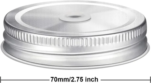 Miniatura 2 de Honoson 20 tapas con pajita para tarros de conservas de boca regular, de metal de acero inoxidable, con agujero para pajilla, a prueba de fugas