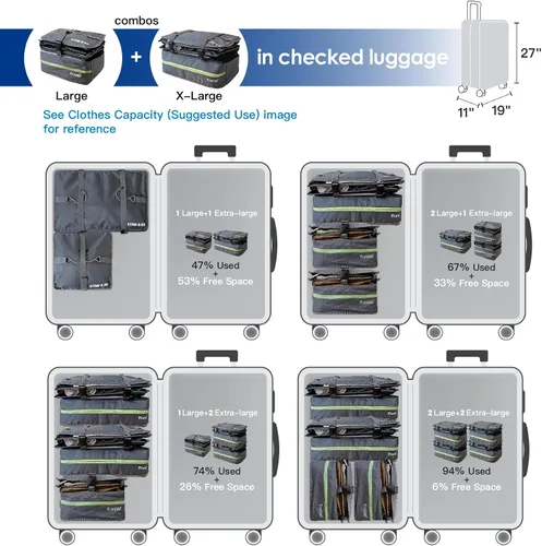 Miniatura 6 de Grand Fusion Stow-N-Go Organizador de equipaje de viaje Estantes de viaje colgantes portátiles, organizador de armario de mano, cubos de embalaje