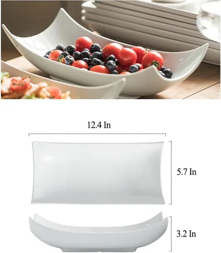 Miniatura 5 de Gomakren Juego de 3 platos para servir de porcelana para pavo y para entretener, platos curvados especiales, profundos y profundos para Acción