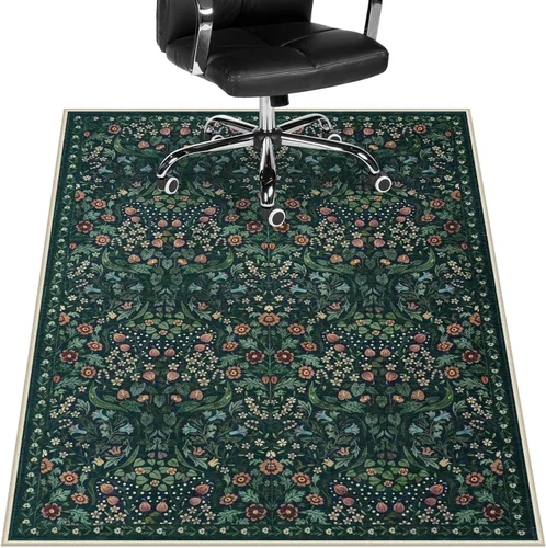 Miniatura 8 de Anidaroel Tapete floral para silla de oficina para suelo de madera, 48 x 60 pulgadas, alfombra para debajo de la silla del escritorio, tapete