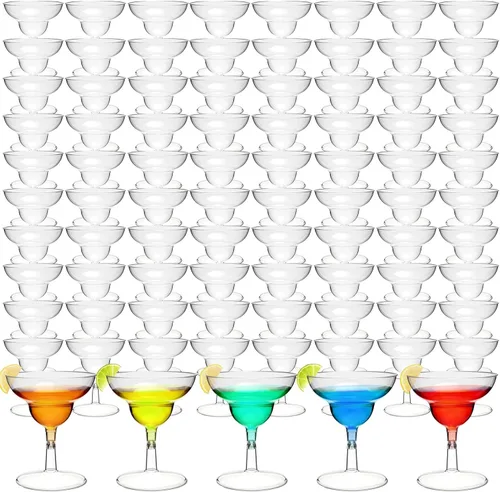 Rtteri 250 mini vasos de Martini de plástico de 2 onzas desechables mini margarita transparentes para bodas, fiestas, cócteles, bebidas, postres