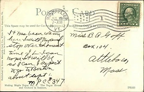 Miniatura 2 de Making Maple Sugar, The Sugar House and Orchard in Summer Vermont VT Original Antique Postcard