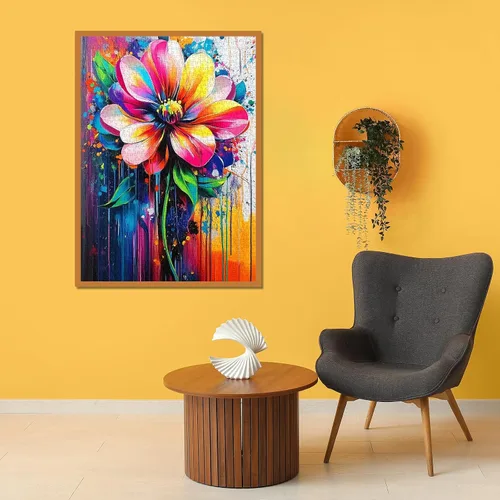 Miniatura 3 de Rompecabezas de 1000 piezas de flores arcoíris para adultos, rompecabezas de arte floral natural, rompecabezas de plantas degradadas coloridas como