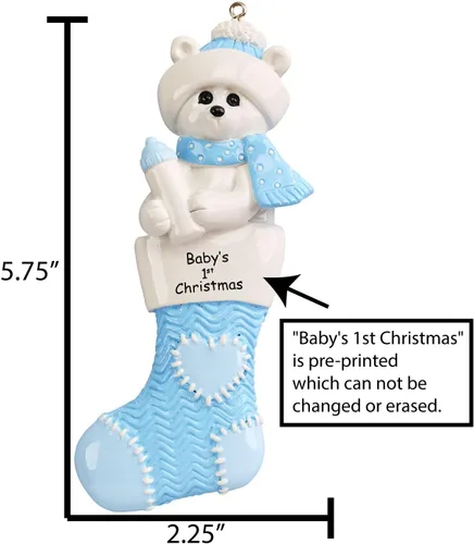 Miniatura 3 de Adorno personalizado de oso polar 2024-1ª Navidad, adornos de oso polar azul para árbol de Navidad, regalos para amantes de los animales, decoración
