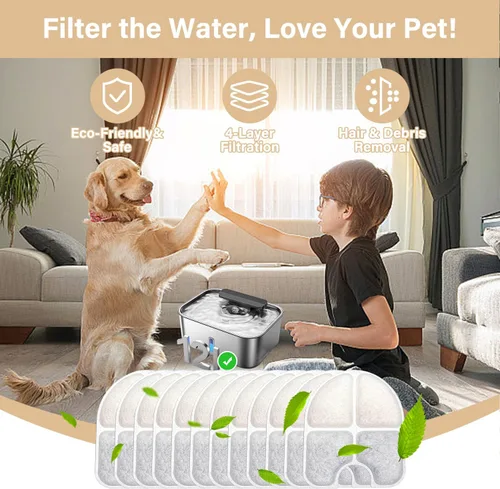 Miniatura 2 de FEELNEEDY - Paquete de 10 filtros de repuesto para dispensador de agua para perros de 3 galones/12 litros (FN-W13), juego de 5 meses