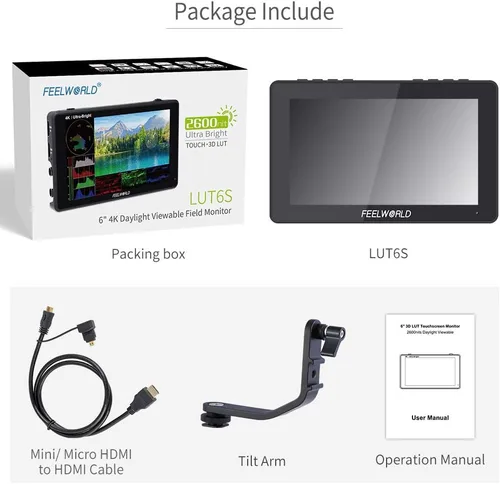 Miniatura 8 de FEELWORLD LUT6S 6 pulgadas SDI 2600nits HDR 3D LUT pantalla táctil DSLR Cámara Monitor de campo con forma de onda VectorScope histograma 3G SDI 4K