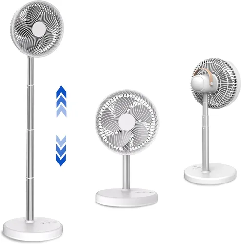 Miniatura 8 de UN UNITEDTIME Ventilador portátil, Mi ventilador de viaje plegable con temporizador de control remoto, funciona con pilas o alimentado por USB, Negro
