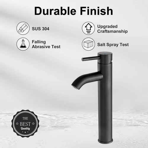 Miniatura 2 de VOTON Grifo de Fregadero de Recipiente Cromado Moderno Grifo de Baño Alto de Una Sola Manija con Un Agujero para Lavabo de RV Grifo de Lavabo