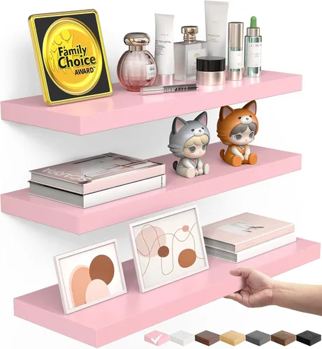 Miniatura 25 de BAYKA Estantes flotantes para pared, estantes de madera rústica montados en la pared para baño, dormitorio, sala de estar, cocina, estante colgante