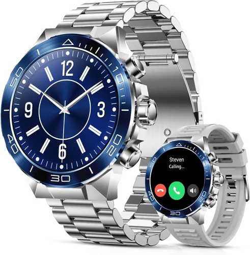 Reloj inteligente para hombre (respuesta/hacer llamadas), pantalla AMOLED de 1.43 pulgadas con monitor saludable de 24 horas, más de 100 modos