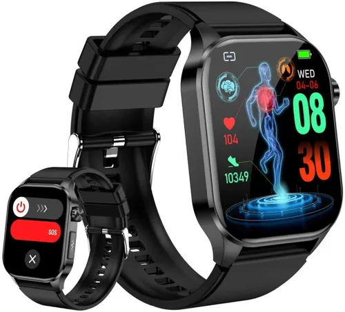 Reloj inteligente para hombres y mujeres con llamadas Bluetooth, presión arterial, frecuencia cardíaca, oxígeno en sangre, estrés, HRV, monitor de