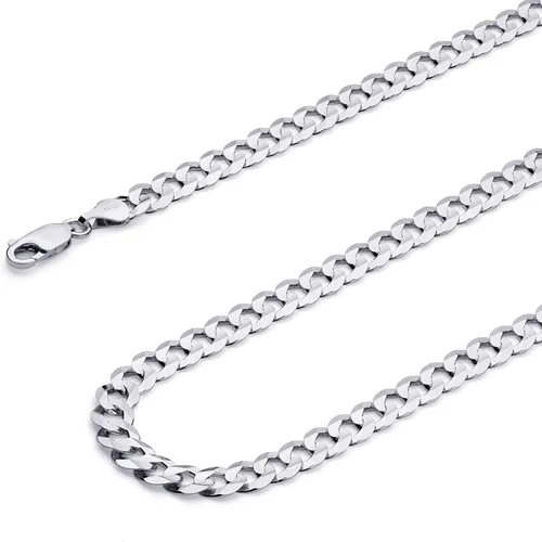 Miniatura 19 de Collar de cadena cóncava cubana cubana de 14 quilates, amarillo/blanco/oro de dos tonos, 0.551 in, 0.472 in, 0.374 in, 0.315 in, 0.276 in, 0.236 in