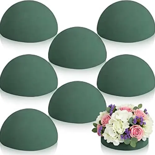 Shihanee 8 unidades, media bola, diseño floral, de espuma seca, color verde, redondas, bolas secas, grandes para manualidades de ramos de plantas