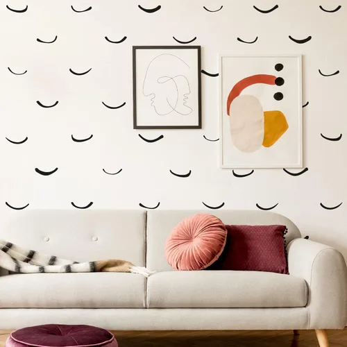 Miniatura 7 de Calcomanías de pared abstractas de vinilo negro de línea irregular gruesa, calcomanías bohemias modernas para despegar y pegar, 120 rayas verticales