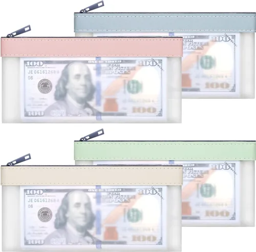 Miniatura 18 de Sobres transparentes para dinero en efectivo de 7.6 x 3.7 pulgadas Money Bags With Zipper Cash Bag Money Pouch Bank Deposit Bags for Coin Invoice