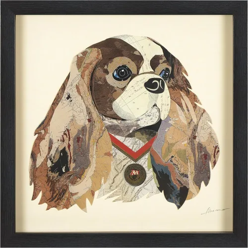 Miniatura 12 de Empire Art Direct Alex Zeng - Papel gráfico enmarcado con collage dimensional de bulldog francés bajo vidrio, listo para colgar, 17 x 17 pulgadas