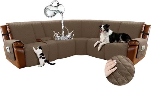 Miniatura 20 de Arfntevss Fundas para sofá seccional reclinable para sofá seccional en forma de L, funda antideslizante lavable para sofá reclinable con forma de L