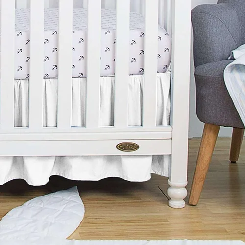 Miniatura 7 de 100% algodón egipcio, cuna de guardería infantil (24 x 38 + 10 pulgadas), falda de cuna de 800 hilos con volantes para polvo, faldas de ropa de cama