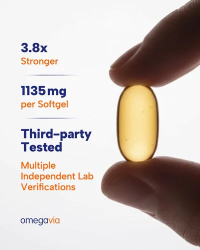 Miniatura 2 de Aceite de Pescado Omegavia pharma-grade, inodoro/sin eructos. 0.03 onzas Omega-3, Alta Omega-3 por píldora., 60