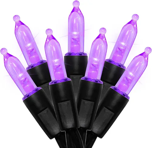 Miniatura 7 de MULTI-SPARKING - Luces de Halloween operadas con batería - 50 luces LED mini moradas para árbol pequeño, corona, manualidades, decoración