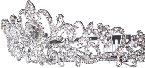 Miniatura 4 de Velos florales de primera comunión para niñas, corona de perlas blancas