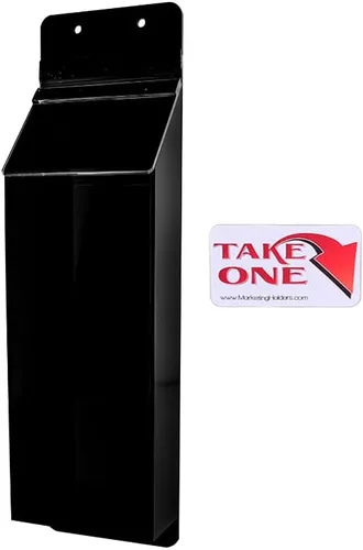 Marketing Holders Magnetic Brochure Box with Lid Metal Mount Clear and Black Acrylic Outdoor Advertisement Holder Holds 4" x 9" Trifolds with Take