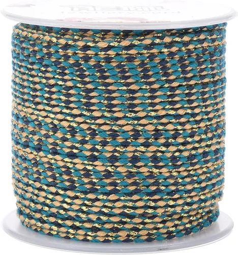Miniatura 9 de Pandahall - Cordón de macramé de 21.8 yardas con alambre dorado, de algodón de 4 capas hecho a mano, trenzado y teñido para ganchillo, bohemio, Rosa