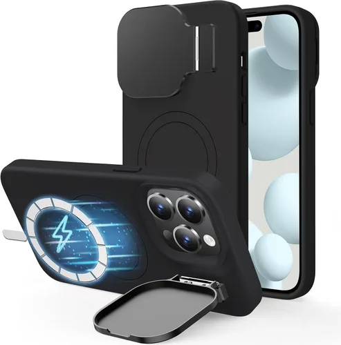 Miniatura 18 de Silverback Funda para iPhone 14 Pro Max con funda para cámara, compatible con MagSafe, con soporte integrado, funda magnética translúcida mate a