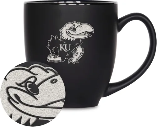 Miniatura 344 de Rico Industries - Taza de cerámica mate negra con grabado láser estándar de 15oz para NCAA (escuelas T & U) - Para bebidas calientes o frías